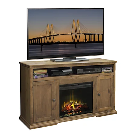 59" Fireplace Console with 2 Doors and 2 Shelves